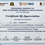 Dr Anil sir Certificate of appreciation chairperson
